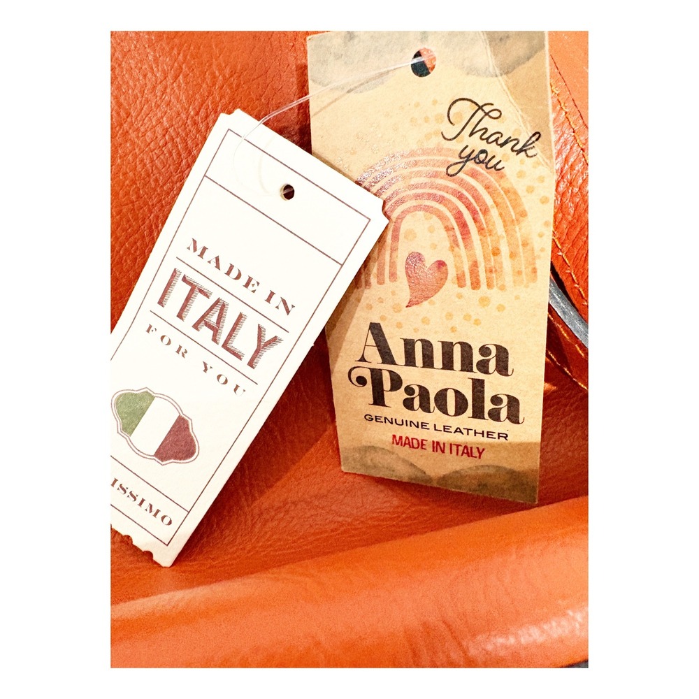 Anna Paola Monique Orange Leather Tote Bag‎ Made in Italy New - Picture 6 of 7